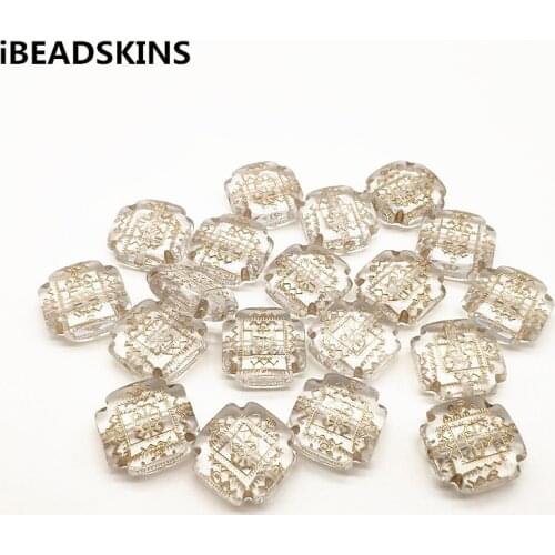 New arrival! 22mm 140pcs clear with gold stripe square-shape beads for Earrings accessories parts,hand Made Jewelry DIY