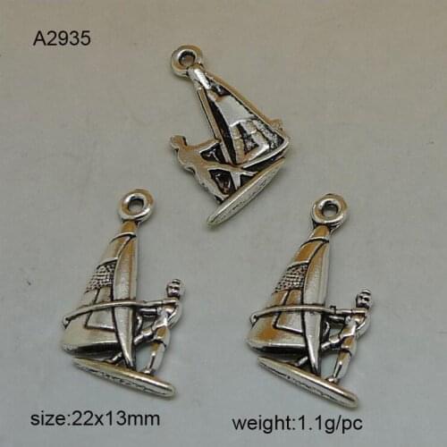 25pcs Sail Boat Charms, Silver Tone Pirate Ship Charms Pendants 22x13mm