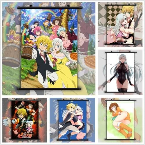 The Seven Deadly Sins Nanatsu no Taizai Meliodas x Elizabeth Anime manga wall Poster Scroll