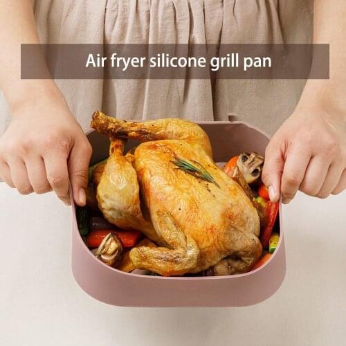 Gray Silicone Pot Air Fryers Oven Multi-function Accessories Bread Fried Chicken Pizza Basket Baking Tray Baking Kitchen Tools