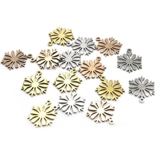 5pcs Stainless Steel Snowflake Charms for Bracelet Making Flower Pendant Necklace Findings Accessories for DIY Jewelry Making
