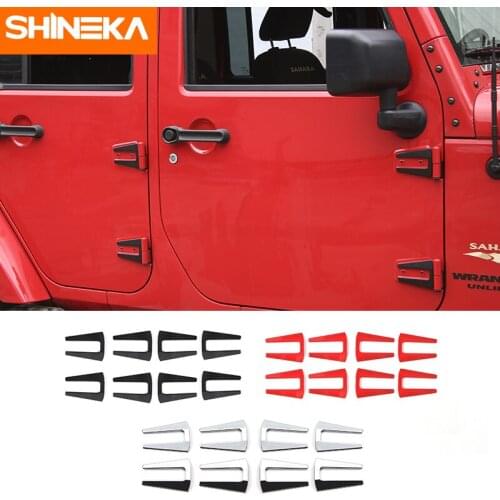 SHINEKA 4 Doors Car Door Hinges Cover Protector Trim For Jeep Wrangler JK Car Eeterior Decoration Accessories