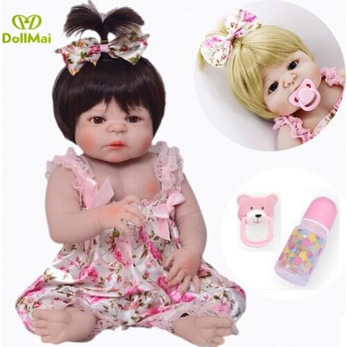 55cm Full Silicone Body Reborn Baby Doll Toy Like Real 22inch Newborn Girl Princess bebes reborn menina child gifts