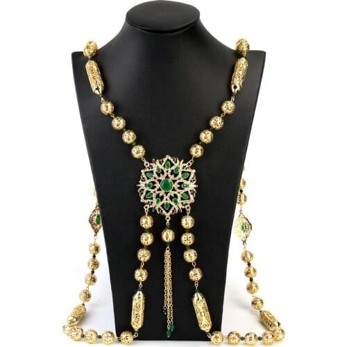 Sunspicems Gold Color Moroccan Wedding Dress Chest Shoulder Link Chain for Women Caftan Back Jewelry Ethnic Bijoux