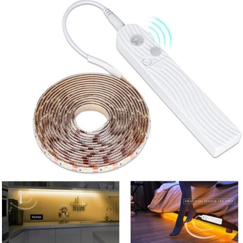 1M 2M 3M Motion Sensor LED Night light Bed Cabinet Wardrobe Stairs light LED Strip lamp Battery Powered For Home Sensor lighting