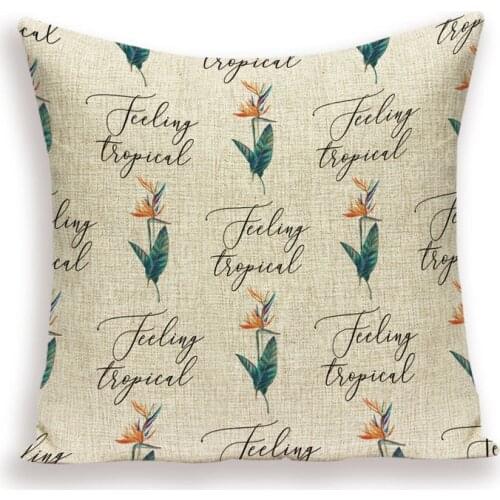 Tropical Flower Pillow Cover Farm Home Decor Cushion Cases Linen Pillows Case Letter Decoration Sofa Bed Cushions Cover Almofada