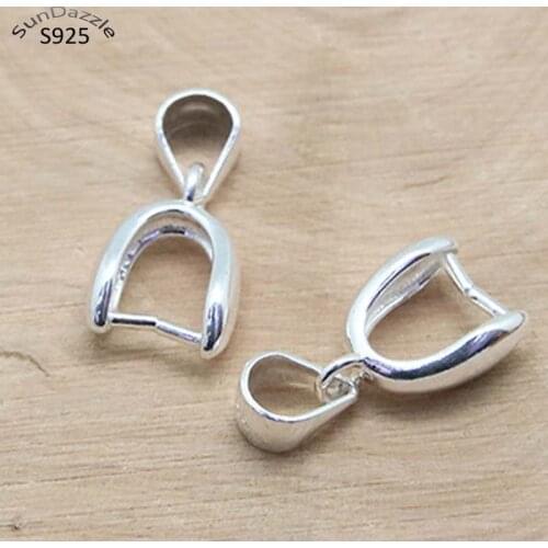 4pcs Real Solid 925 Sterling Silver Pendant Clip Clasp Pinch Hook Pin Bail Beads Connectors Jewelry Findings DIY Jewelry Making