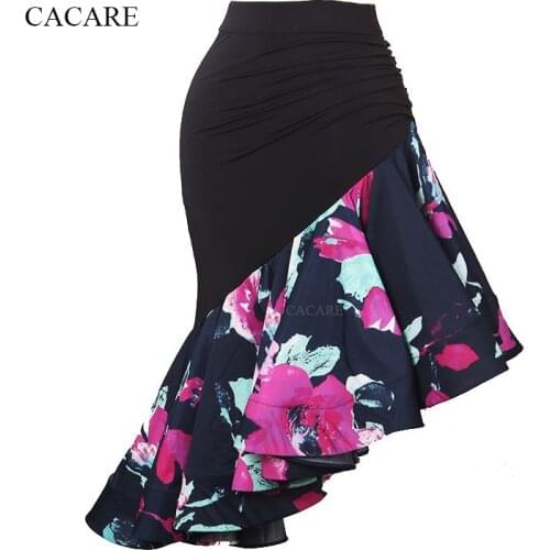 Latin Dance Skirt Women for Latin Fringe Salsa Dance Competition Dresses Dancing Skirt of Woman D0028 Ruffled Fluffy Hem