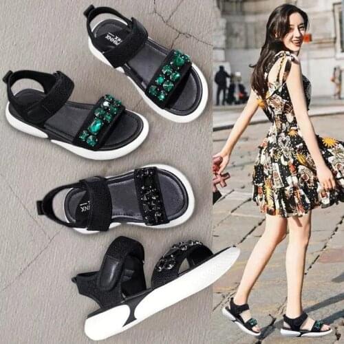 Sa Demeng Flat Sandals Women Shoes Gladiator Open Toe Buckle Soft Jelly Sandals Female Casual Womens Flat Platform Beach Shoes