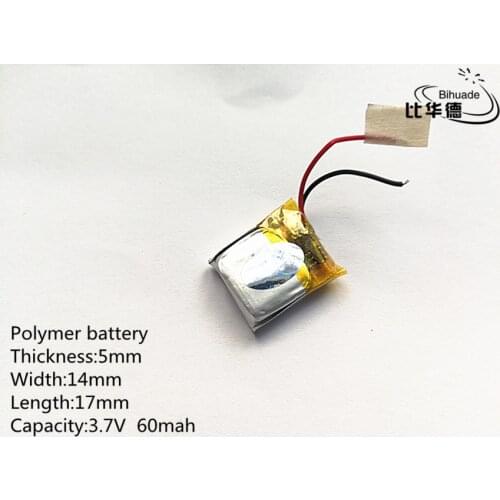 10pcs 3.7V 60mAh 501417 Lithium Polymer Li-Po li ion Rechargeable Battery cells For Mp3 MP4 MP5 GPS PSP mobile bluetooth
