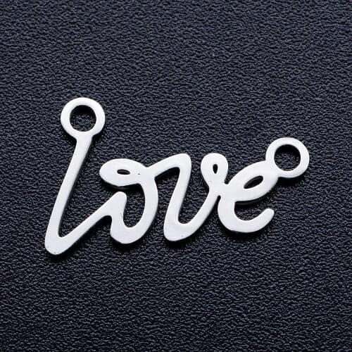 10pcs/lot Love Connector DIY Jewelry Charms Wholesale 100% Stainless Steel Pendant Accessories Charm for Necklace Making