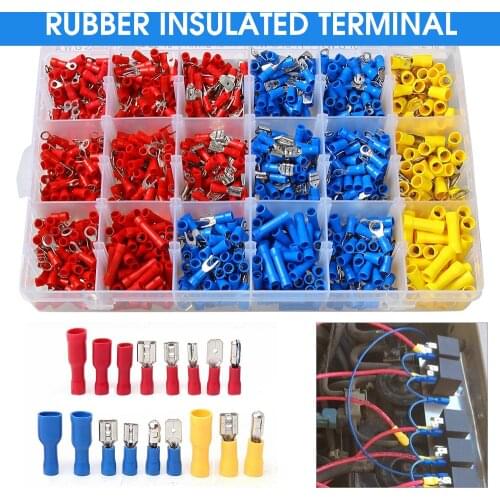 1200Pcs/lot Male Female Assorted Full Insulated Fork U-type Set Terminals Connectors Assortment Kit Electrical Crimp Spade Ring