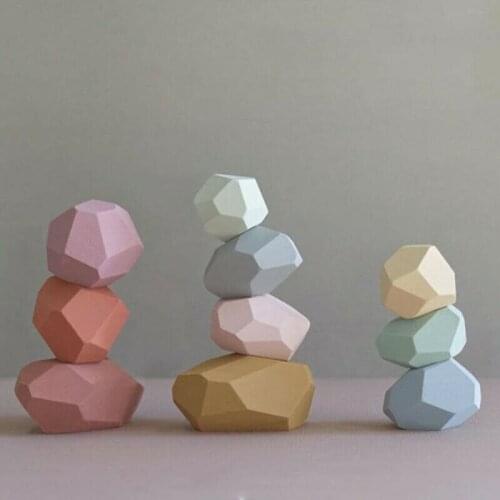 2020 New 5/6/10/16 Pcs Stones Educational Toy Stacking Game Building Blocks Safe for Children Kids