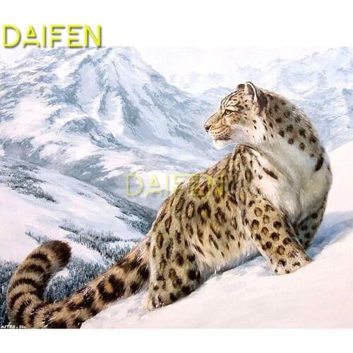 5 DIY Diamond painting Cross stitch mountain Full Round Diamond embroidery Full Square Diamond mosaic snow ,snow leopard animal
