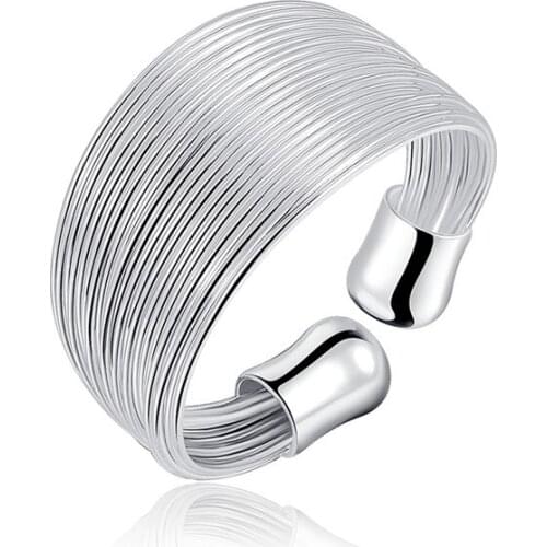 925 Sterling Silver Exquisite Multi-line Open Ring For Woman Fashion Charm Wedding Party Jewelry Gift