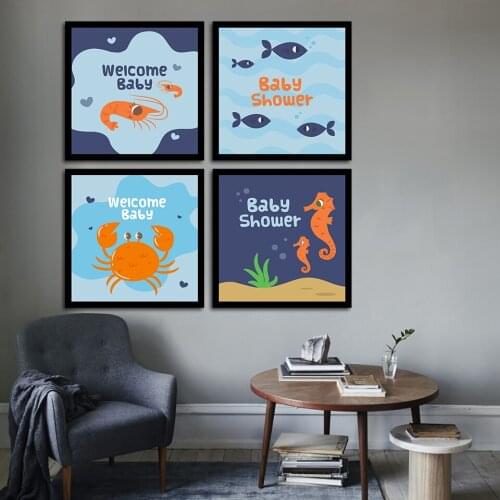 Abstract BABYSHOMER seabed Nordic Posters And Prints Wall Art Canvas Painting Wall Pictures For Living Room Decor