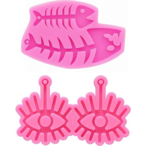 Shiny Fish Bone/Eyes Shape Earrings Epoxy Resin Mold Keychain Casting Silicone Mould DIY Crafts Jewelry Pendant Tool