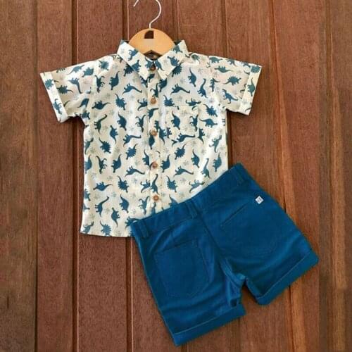 PUDCOCO Infant Baby Boys Kids Summer Dinosaur Print Clothes Tee T-shirt Tops + Shorts Pants Outfits Set 1-6T