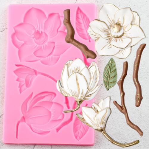 DIY Camellia Tree Branches Silicone Mold Flower Cake Border Fondant Cake Decorating Tools Candy Clay Chocolate Gumpaste Moulds