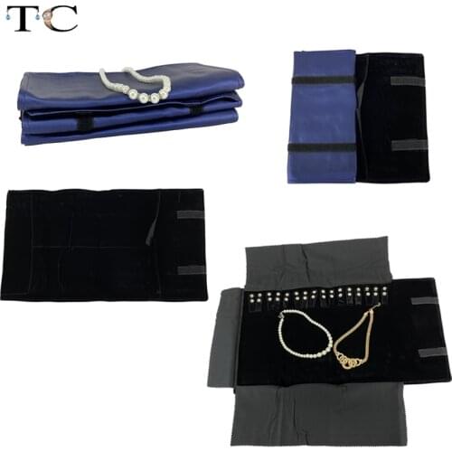 Jewellery Storage Portable Necklace Roll Bag Bracelet Container Storage Leather Jewelry Roll Up Bag Necklace Organizer