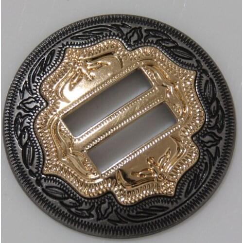 KBS01) 50pc 1-1/4" (32 mm) Slotted Concho 2-Tone Leathercraft Saddle Tack Belt Antique-Silver