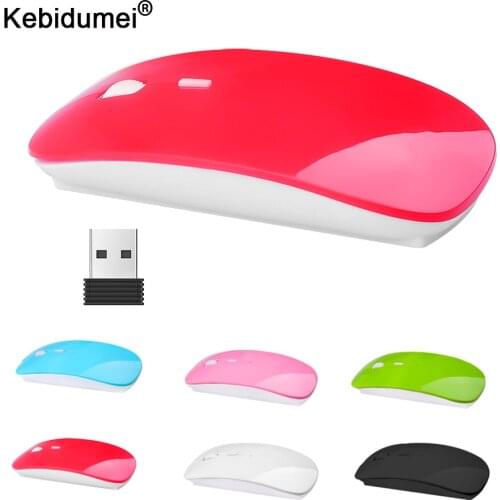 Kebidumei Wireless Mouse 2.4G Ultra Thin USB Optical Receiver Super Slim Mouse Cordless for Computer PC Laptop Desktop