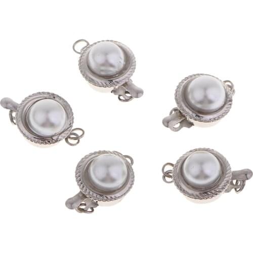 Prettyia 5x pearl jewelry clasp necklace bracelet DIY connect buckle hooks