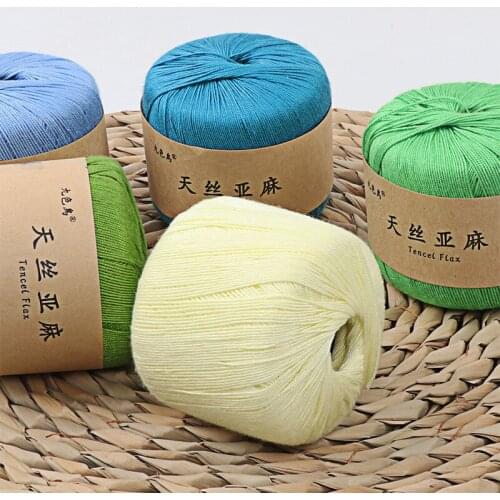 2pieces Tencel Linen Thread Hand-Woven DIY Material Package Crochet Cushion Doll Thread Medium Thickness Wool Ball