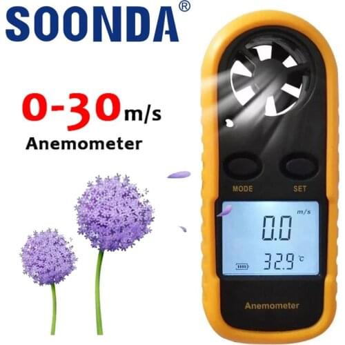 Mini Digital Anemometer LCD Handheld Air Flow Tester Wind Speed Meter Air Anemometer Measuring Wind Speed Temperature Gauge