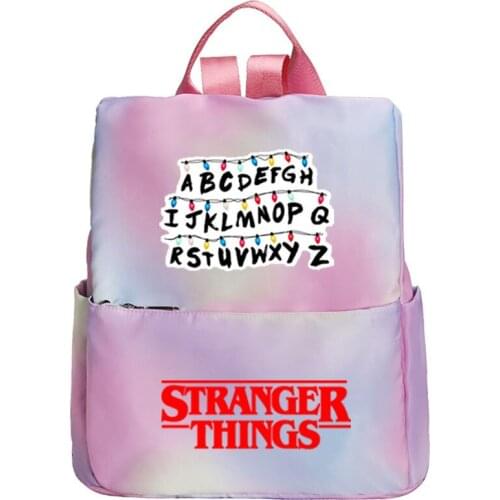 Fashion Casual Canvas Bag Stranger Things Backpack Cosplay Canvas Bag Pink Cute Travel Bags Girl Notebook Bags Teenage Schoolbag