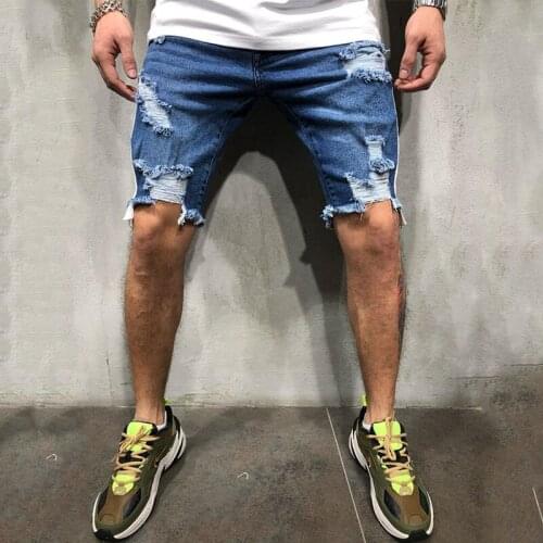 New Fashion Leisure Men Ripped Short Jeans Brand Clothing Summer Shorts Breathable Jeans Short Pants Streetwear