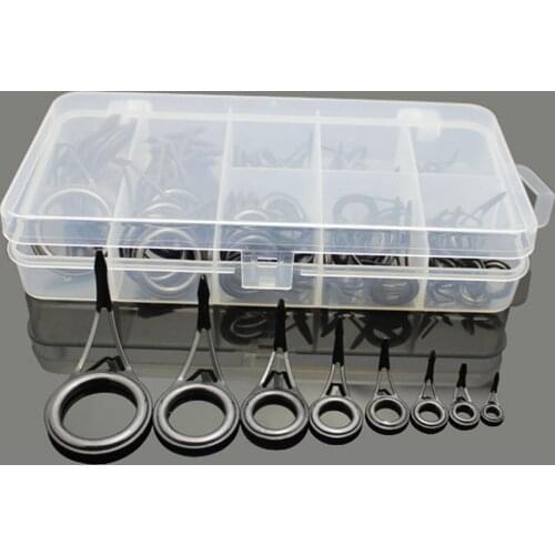 8 size Fishing Guide ring Set Stainless Steel Circle Fishing Rod Accessories Repair Tool Fishing Rod Guides Black Pesca