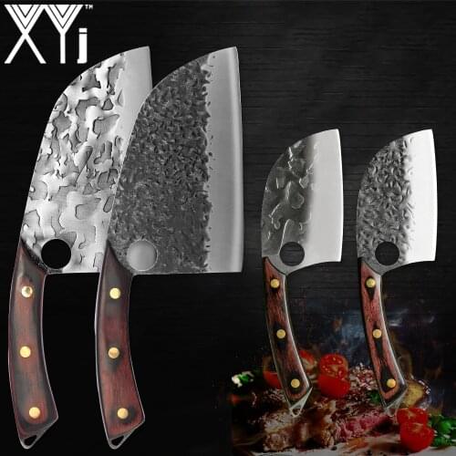XYj Serbian Chef Knives Set 7'' 4.5'' INCH Stainless Steel Butcher Cleaver Full Tang Survival Hiking Camping Tool Accessory