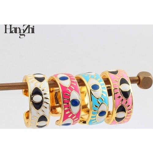 New Korean Hip Hop Metal Dripping Oil Colorful Devils Eye Opening Rings HANGZHI 2021 for Women Party Jewelry Gifts