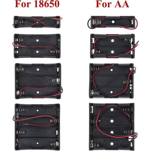 Plastic Standard Size AA/18650 Battery Holder Box Case Black With Wire Lead 3.7V/1.5V Clip 1PCS