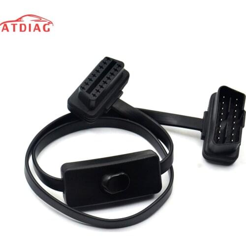 OBD2 Y Splitter with Switch 2 in 1 Extension Cable Ultra-thin Elbow Noodles Cable Diagnostic Connector Cable Car