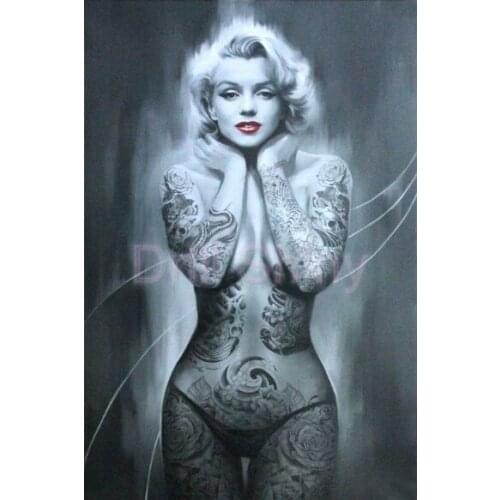 Full 5D DIY Diamond Painting "Marilyn Monroe Actress Nude Tattoo" Cross Stitch Diamond Embroidery Mosaic Home Wall Decor Gift
