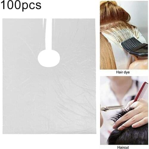 100Pcs Transparent Disposable Haircut Shawl Gown Waterproof Dirt Proof Hair Dyeing Hairdressing Salon Styling Barber Cape Apron