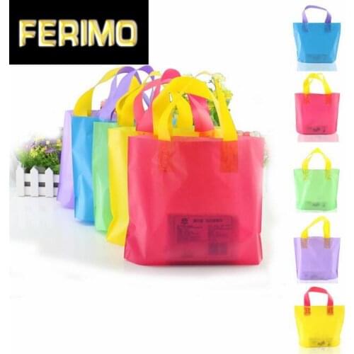 100pcs Colourful Plastic Shopping Bags with Handle Boutique Carrier Shopping Bags Clothing Jewelry Gift Handing Shopping Pouch