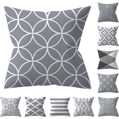 Sliver Grey Style Geometry Decorative Pillowcases Throw Pillow Case Striped Pillowcase Cushion Cover Home Decor Pillows 18inch
