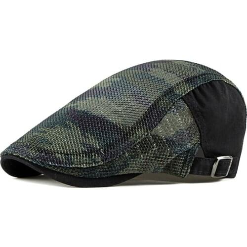 Spring Summer Mesh Beret Hats Outdoor Cap Men Women Breathable Sun Visors Newsboy Cap Ivy Net Flat Hat Adjustable Camouflage