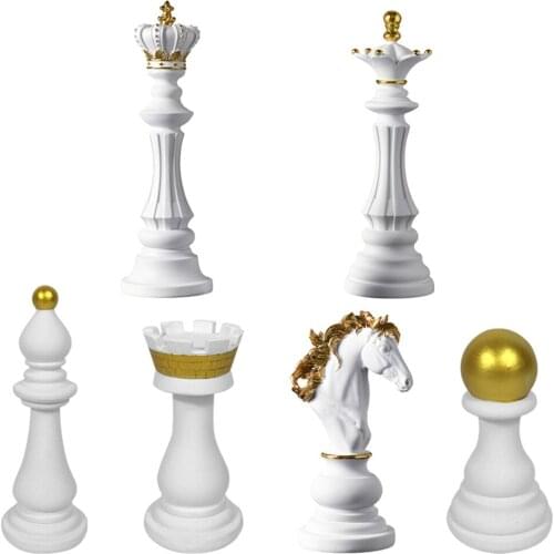 Chess Pieces Statue Craft Furnishing Home Decor Art Contemporary Desk Gift