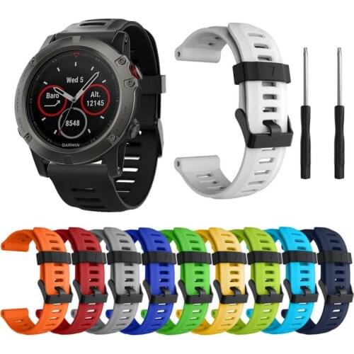 1pcs For Garmin Fenix 3 5X 5 Plus 3HR Replacement Sport Silicone Wrist Strap WatchBand Smart Accessories Colorful Strap
