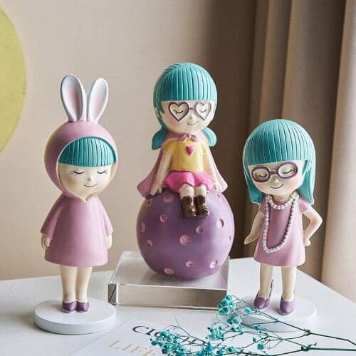 Girl Resin Art Figurines Fashion Style Sculpture Ornaments Modern Home Decoration Tabletop Gift Cute Desk Besdroom Decoration