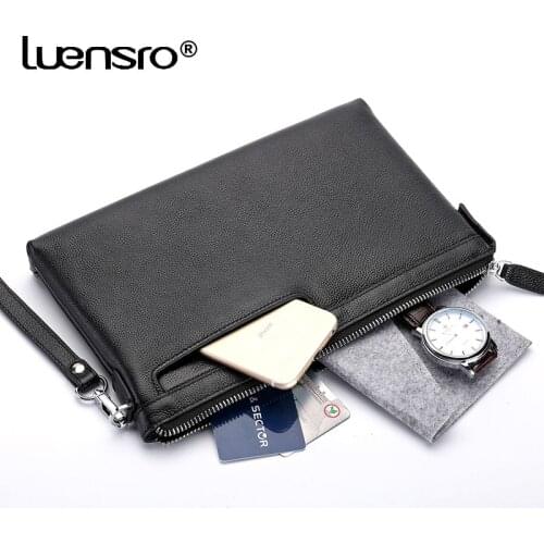 Large Capacity Men Wallets Genuine Leather Men Clutch Phone Case Purse ID Card Holder Wristlet Handy Bag carteira masculina