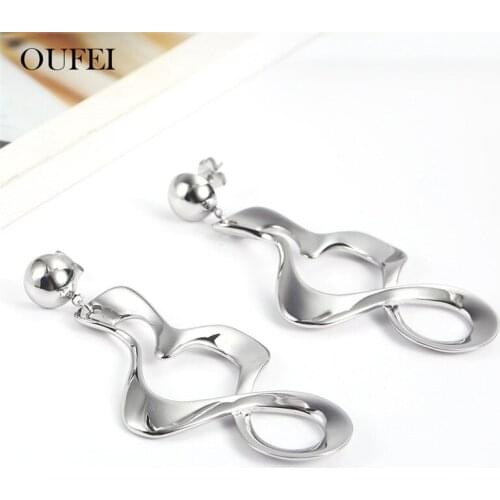 OUFEI Stainless Steel Geometric Earrings For Women Earings Fashion Jewelry Accessories Mass Effect Free Shipping