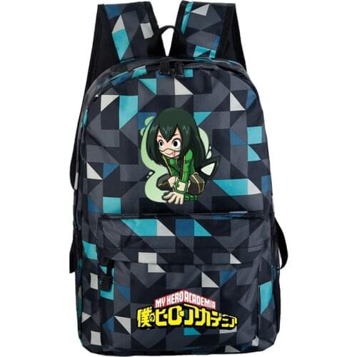My Hero Academia Asui Tsuyu Cosplay Women Backpack Canvas School Bags for Teenage Girls Galaxy Printing Travel Backpack 2019