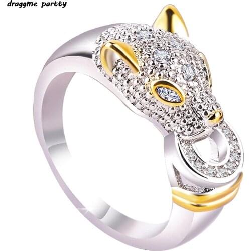 New Pattern Silver Colour Panther Ring For Women Creative Ring Cubic Zirconia Ring Party Fashion Jewelry Accessories