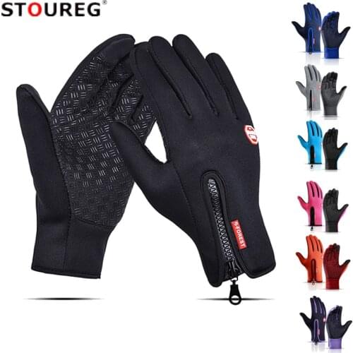 Winter Thermal Fleece Touchscreen Gloves Soft Fleece Gloves Cold Weather Fits Men & Women For Cycling Hiking Camping Skiing
