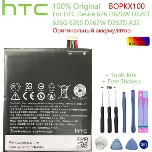 100% HTC Original BOPKX100 Battery For HTC Desire 626 D626W D626T 626G 626S D262W D262D A32 Cellphone Bateria + Free Tools